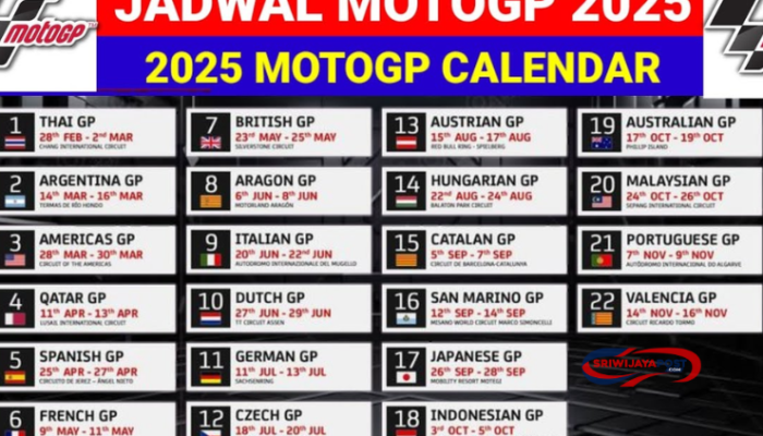 Jadwal Lengkap MotoGP 2025: Start di Thailand, Finis di Valencia!