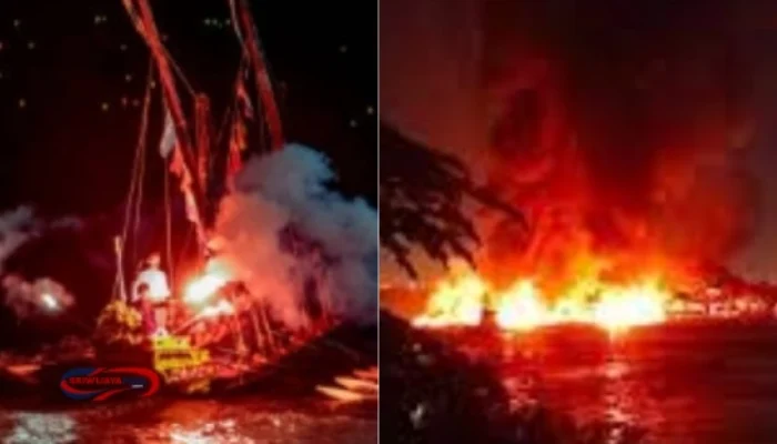 Kapal Jukung Terbakar Hebat di Sungai Musi, Palembang Gempar!