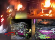 Bus Medan Jaya Terbakar di Sumatera Selatan, 44 Penumpang Terjebak, Polisi Buat Dapur Umum