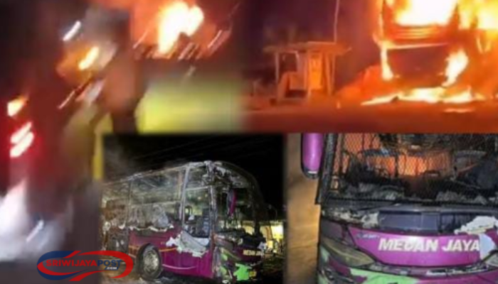 Bus Medan Jaya Terbakar di Sumatera Selatan, 44 Penumpang Terjebak, Polisi Buat Dapur Umum