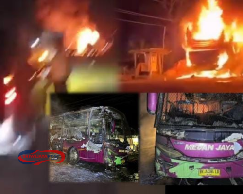 Bus Medan Jaya Terbakar di Sumatera Selatan, 44 Penumpang Terjebak, Polisi Buat Dapur Umum